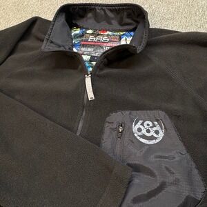 686 Mens Black Fleece Quarter Zip Pullover Jacket‎ Small Ski Snowboard